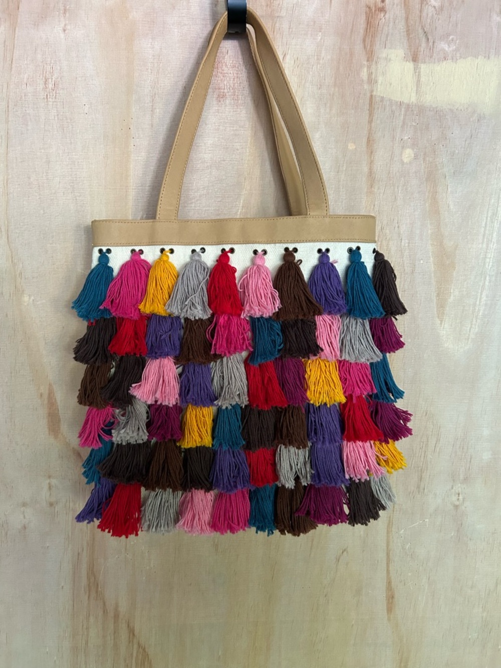 Colorful Tassel Tote Bag - Multicolor